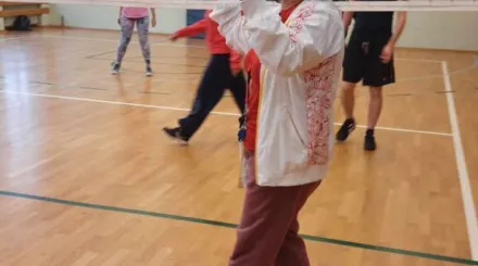 Mecz kadra z uczniami.